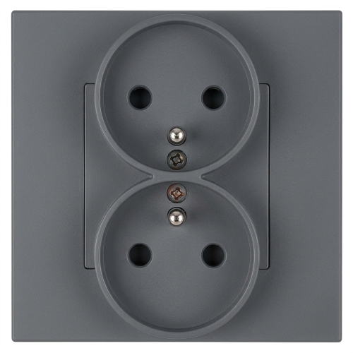 Priză Electrică Dublă Din Plastic LINEA Cu Pin De Împământare Gri MIUUN