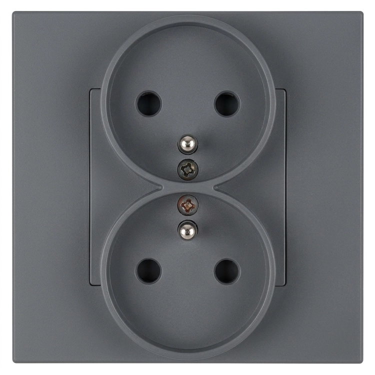 Priză Electrică Dublă Din Plastic LINEA Cu Pin De Împământare Gri MIUUN