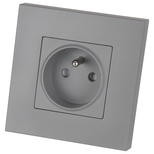 Priză Electrică Din Plastic LINEA Cu Pin De Împământare Gri MIUUN