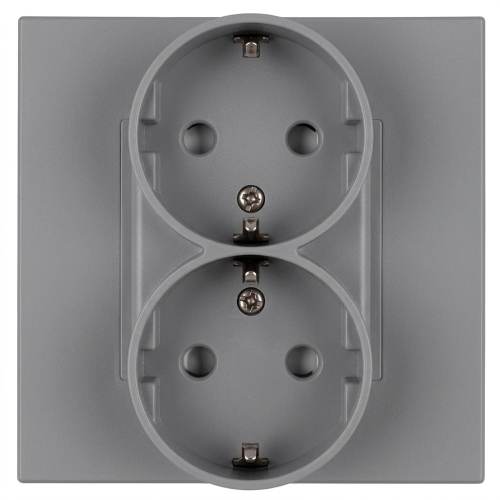 Priză Dublă Din Plastic LINEA Schuko Cu Împământare Fără Pin Gri MIUUN