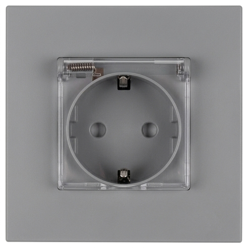 Priză Din Plastic LINEA Cu Capac Schuko Împământare Fără Pin Gri MIUUN