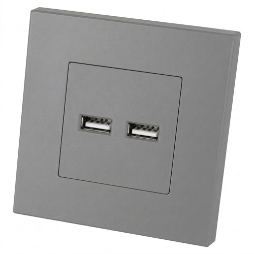 Încărcător Dublu USB 3.1A Gri Set Cu Ramă Din Plastic LINEA MIUUN