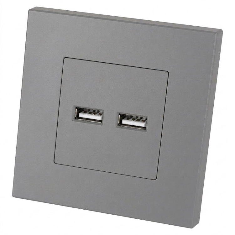 Încărcător Dublu USB 3.1A Gri Set Cu Ramă Din Plastic LINEA MIUUN