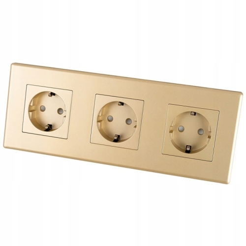 Priză Triplă Schuko Aurie Ramă PCV Triplă Și 3 X Priză