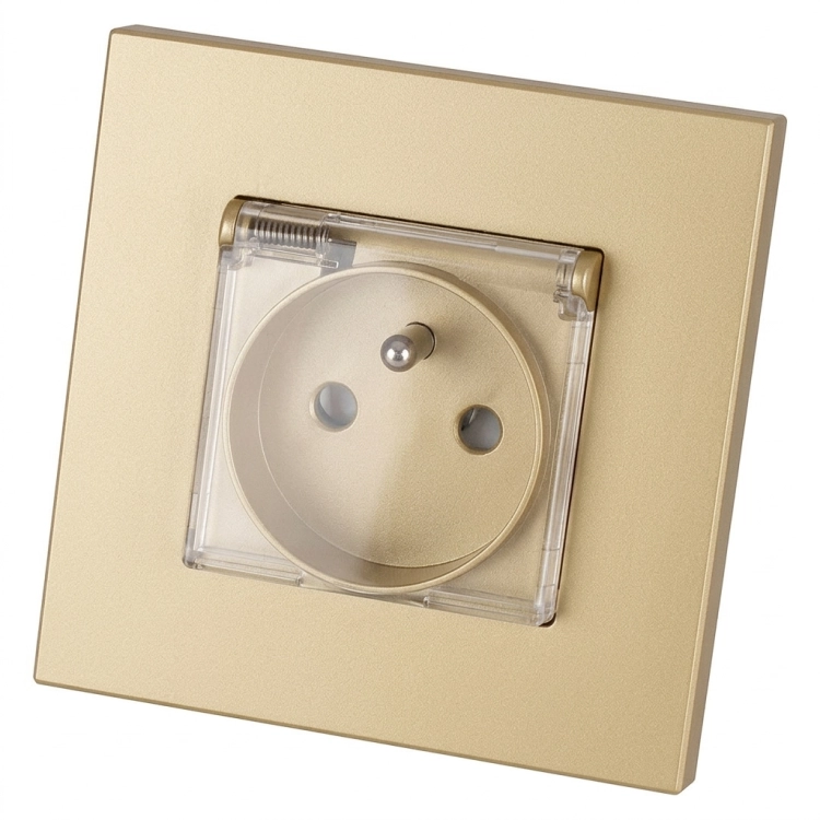 Priză Din Plastic LINEA Cu Capac Cu Pin De Împământare Auriu MIUUN