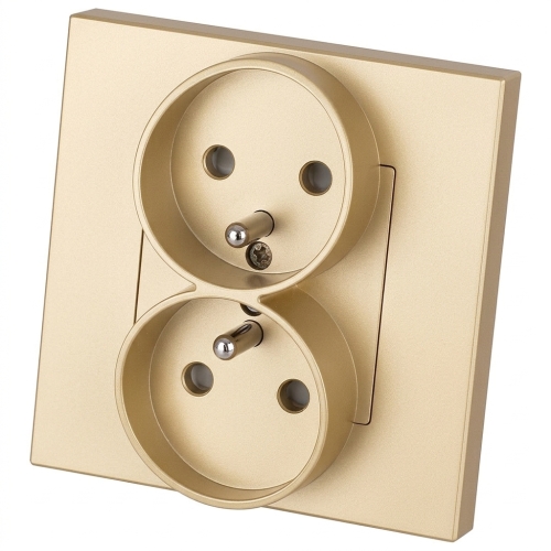 Priză Dublă Din Plastic LINEA Cu Pin De Împământare Auriu MIUUN