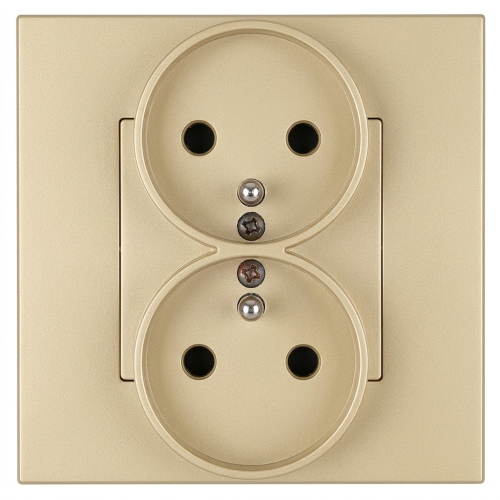 Priză Dublă Din Plastic LINEA Cu Pin De Împământare Auriu MIUUN