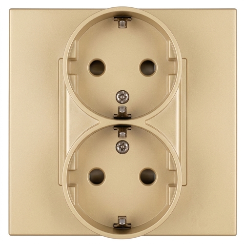 Priză Dublă Din Plastic LINEA Schuko Cu Împământare Fără Pin Auriu MIUUN