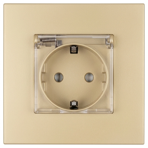 Priză Din Plastic LINEA Cu Capac Schuko Cu Împământare Fără Pin Auriu MIUUN