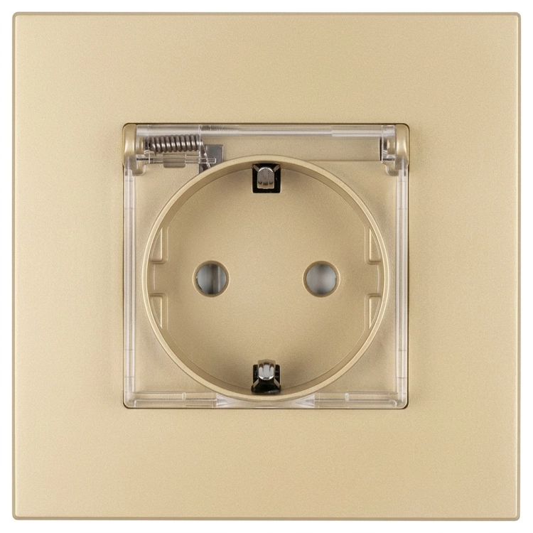 Priză Din Plastic LINEA Cu Capac Schuko Cu Împământare Fără Pin Auriu MIUUN