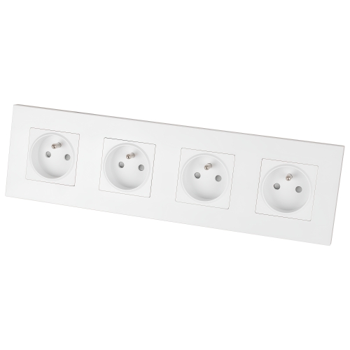 Priză Cvadruplă Din Plastic LINEA Albă Ramă Cvadruplă Și 4 X Prize MIUUN
