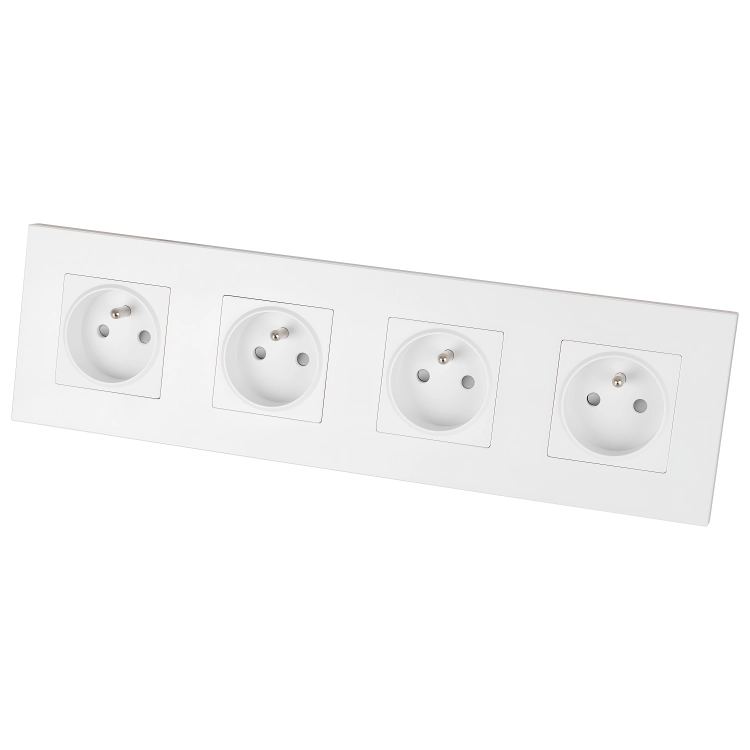 Priză Cvadruplă Din Plastic LINEA Albă Ramă Cvadruplă Și 4 X Prize MIUUN