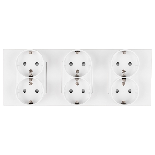 Priză Triplă Din Plastic LINEA Albă Schuko Ramă Triplă Și 3 X Prize