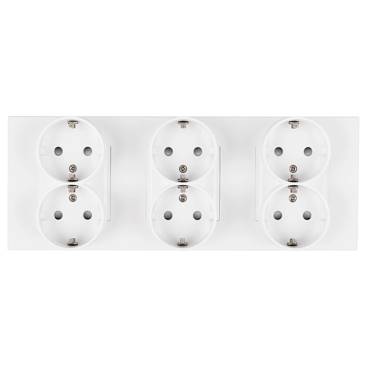 Priză Triplă Din Plastic LINEA Albă Schuko Ramă Triplă Și 3 X Prize