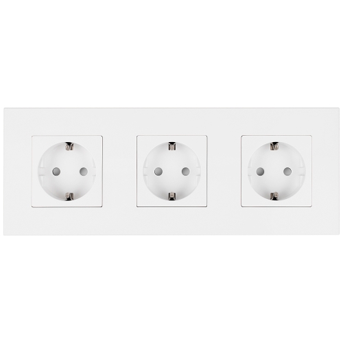 Priză Triplă Din Plastic LINEA Albă Schuko Ramă Triplă Și 3 X Prize