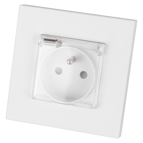 Priză Din Plastic LINEA Cu Capac Și Pin De Împământare Albă MIUUN