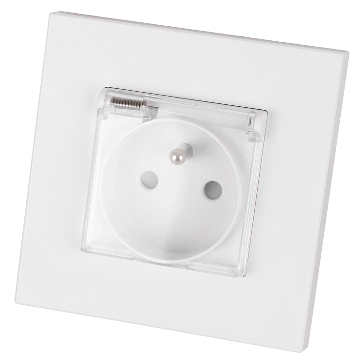 Priză Din Plastic LINEA Cu Capac Și Pin De Împământare Albă MIUUN