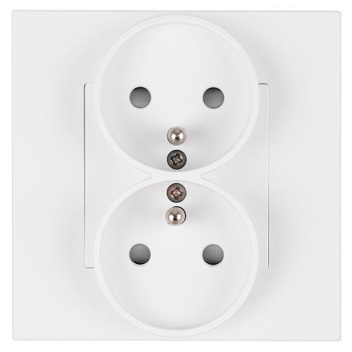 Priză Dublă Din Plastic LINEA Cu Pin De Împământare Albă MIUUN