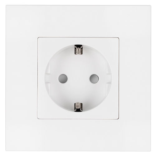 Priză Din Plastic LINEA Schuko Cu Împământare Fără Pin Albă MIUUN