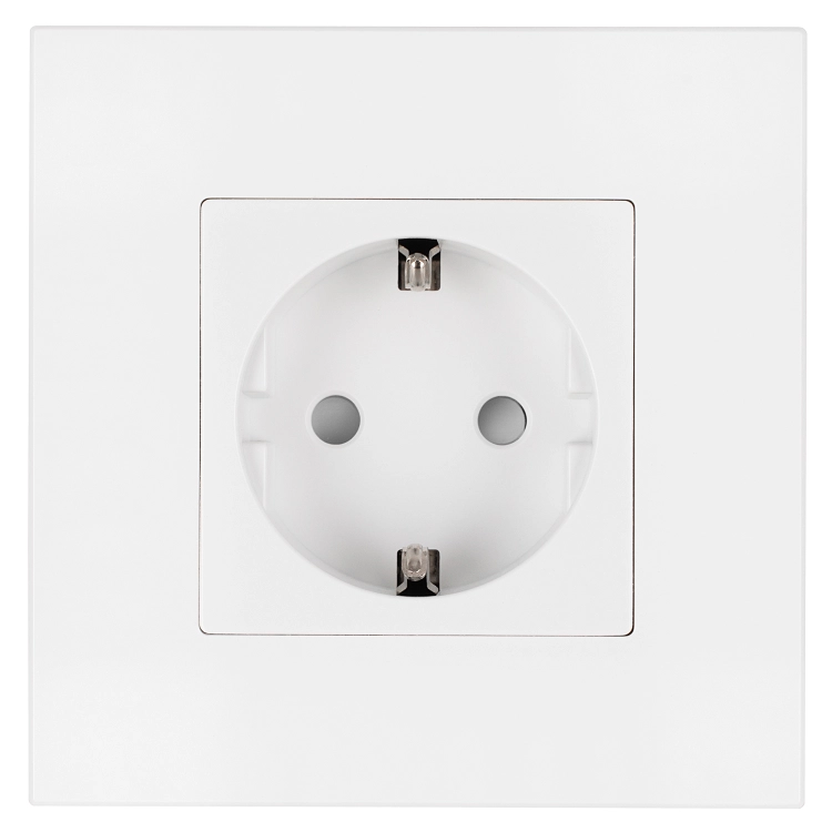 Priză Din Plastic LINEA Schuko Cu Împământare Fără Pin Albă MIUUN