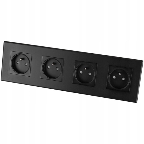 Priză Cvadruplă Neagră Cu Pin Set PVC Ramă Cvadruplă 4 X Priză