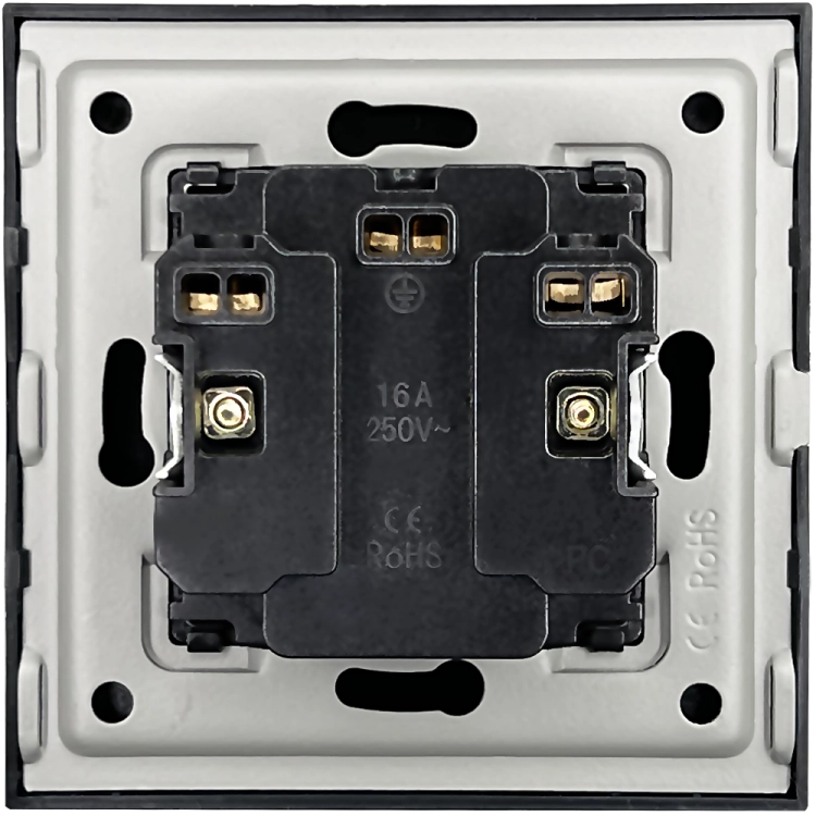 Contact Priză Dublă Din Plastic LINEA Cu Pin De Împământare Neagră MIUUN