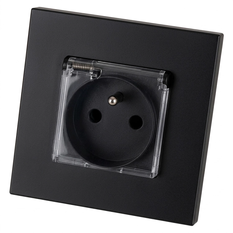Contact Priză Din Plastic LINEA Cu Capac Și Pin De Împământare Neagră MIUUN