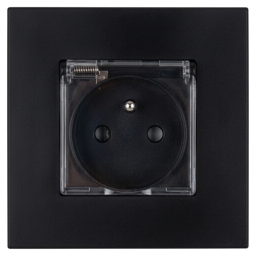 Contact Priză Din Plastic LINEA Cu Capac Și Pin De Împământare Neagră MIUUN