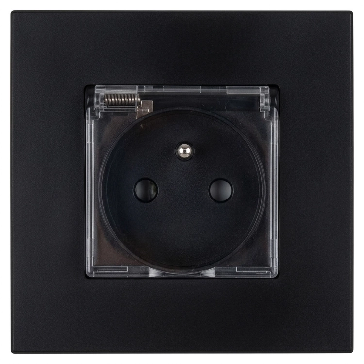 Contact Priză Din Plastic LINEA Cu Capac Și Pin De Împământare Neagră MIUUN