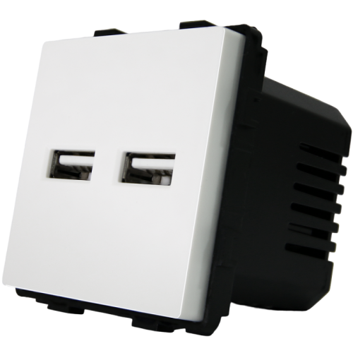 Modul Încărcător Dublu USB Tip A+A 3.1A Alb Pentru Rame MIUUN