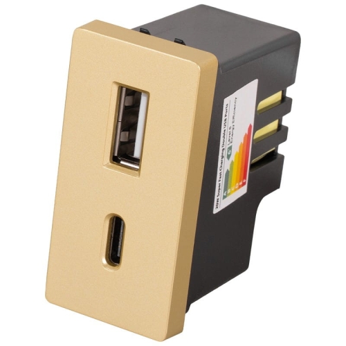 Modul Încărcător Rapid Dublu USB Tip A+C 20 WAT Auriu Pentru Rame