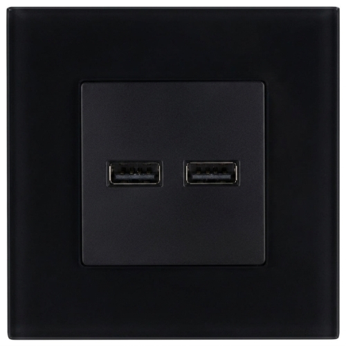Încărcător Dublu USB 3.1A Negru Set Cu Ramă Din Sticlă Mată MIUUN