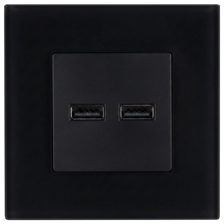 Încărcător Dublu USB 3.1A Negru Set Cu Ramă Din Sticlă Mată MIUUN