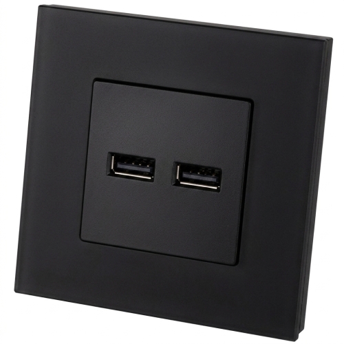 Încărcător Dublu USB 3.1A Negru Set Cu Ramă Din Sticlă Mată MIUUN