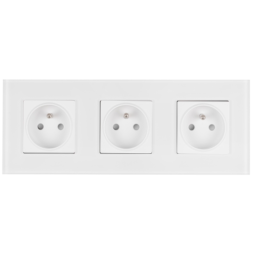 Priză Triplă Din Sticlă Mată Albă Ramă Triplă Și 3 X Prize MIUUN