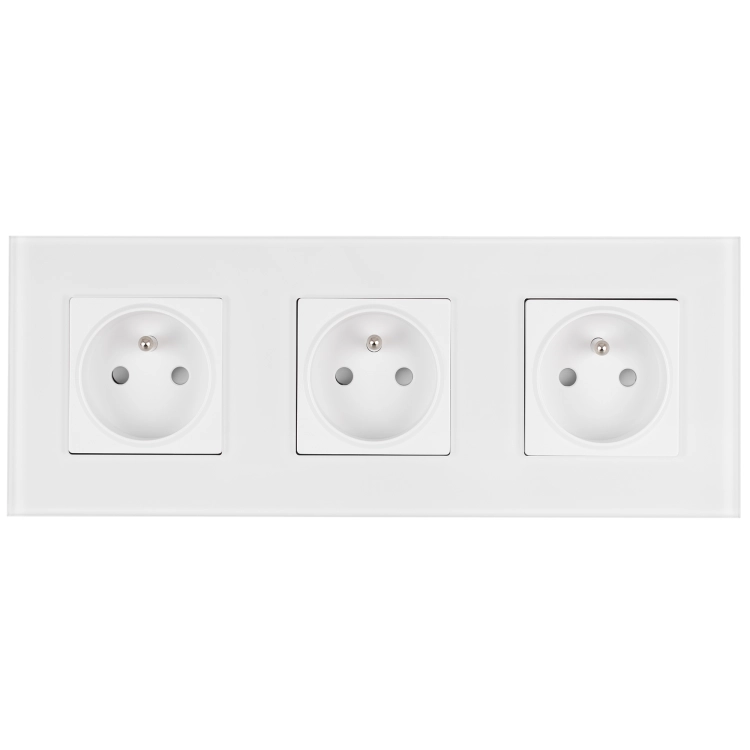 Priză Triplă Din Sticlă Mată Albă Ramă Triplă Și 3 X Prize MIUUN