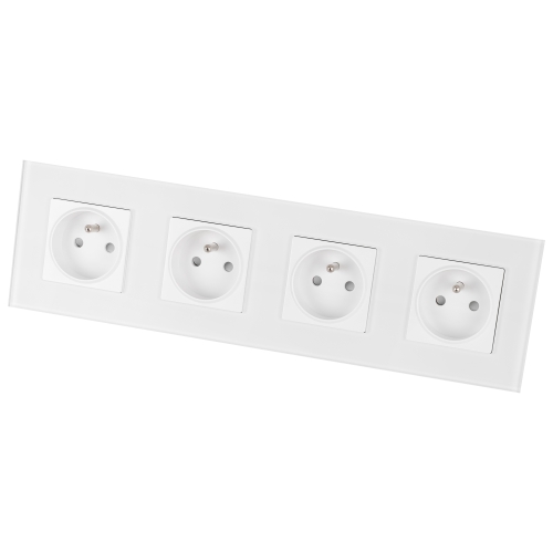 Priză Cvadruplă Din Sticlă Mată Albă Ramă Cvadruplă Și 4 X Prize MIUUN