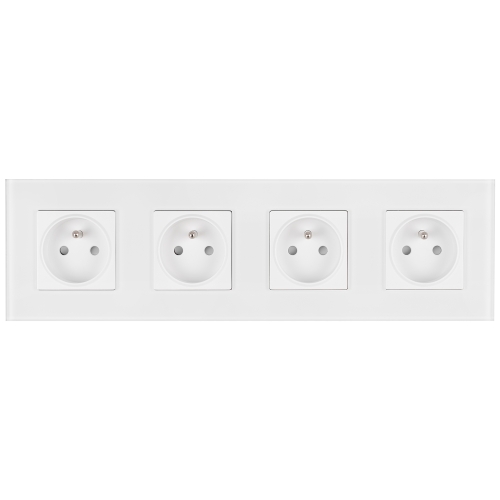 Priză Cvadruplă Din Sticlă Mată Albă Ramă Cvadruplă Și 4 X Prize MIUUN