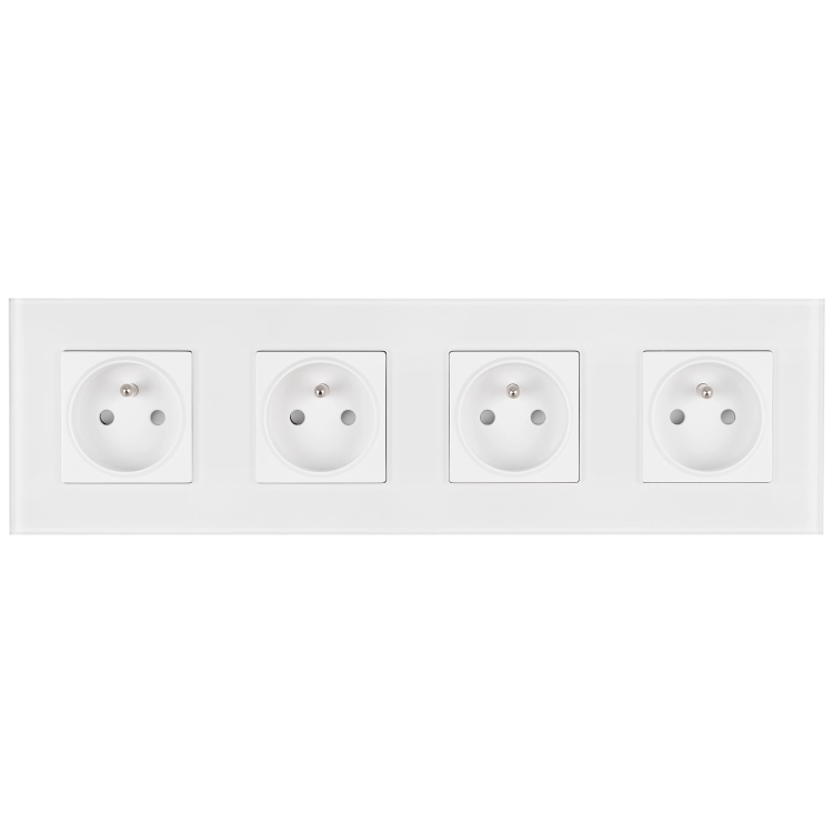 Priză Cvadruplă Din Sticlă Mată Albă Ramă Cvadruplă Și 4 X Prize MIUUN