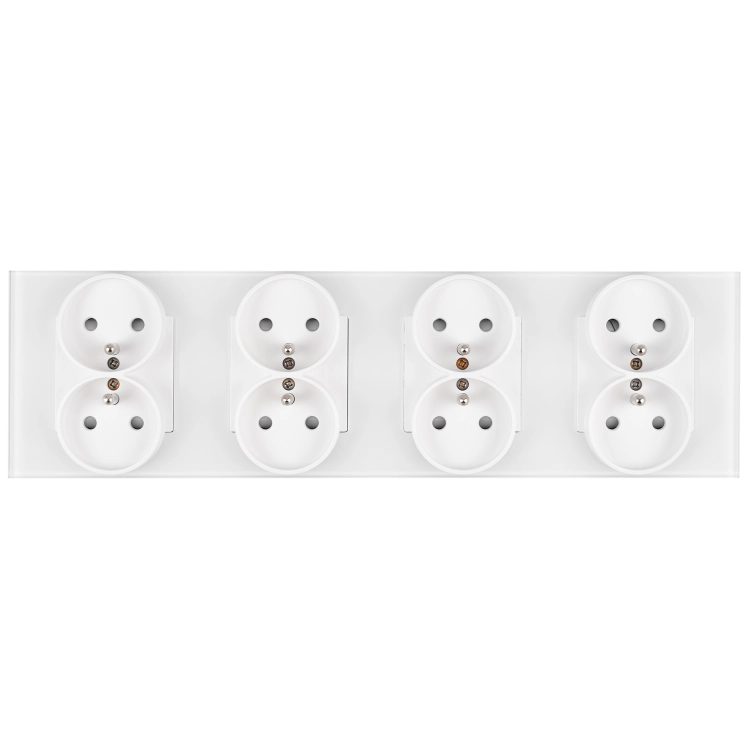 Priză Cvadruplă Din Sticlă Mată Albă Ramă Cvadruplă Și 4 X Prize MIUUN