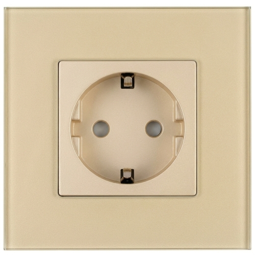 Priză Din Sticlă Mată Schuko Cu Împământare Fără Pin Auriu MIUUN