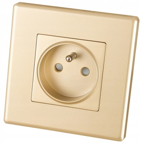 Priză Aurie Cu Pin Și Împământare Set Cu Ramă PCV