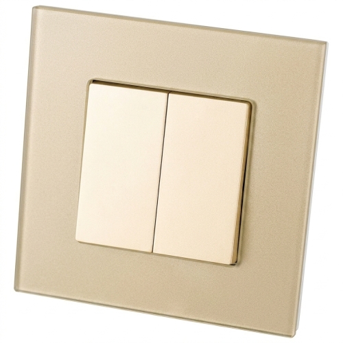 Întrerupător Monostabil Dublu Neted Din Sticlă Mată Auriu MIUUN
