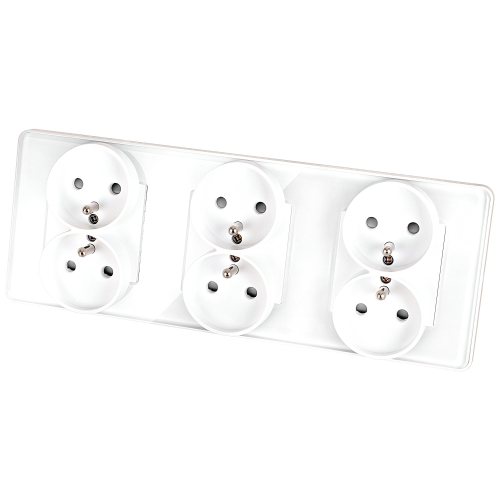 Priză Triplă Din Sticlă Lucioasă Albă Ramă Triplă Și 3 X Prize MIUUN