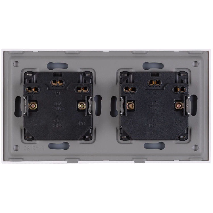 Priză Cvadruplă Din Sticlă Lucioasă Albă Și Ramă Dublă 2 X Prize MIUUN