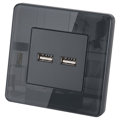 Încărcător Dublu USB 3.1A Gri Set Cu Ramă Din Sticlă Lucioasă MIUUN