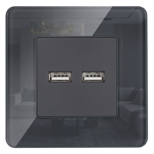 Încărcător Dublu USB 3.1A Gri Set Cu Ramă Din Sticlă Lucioasă MIUUN
