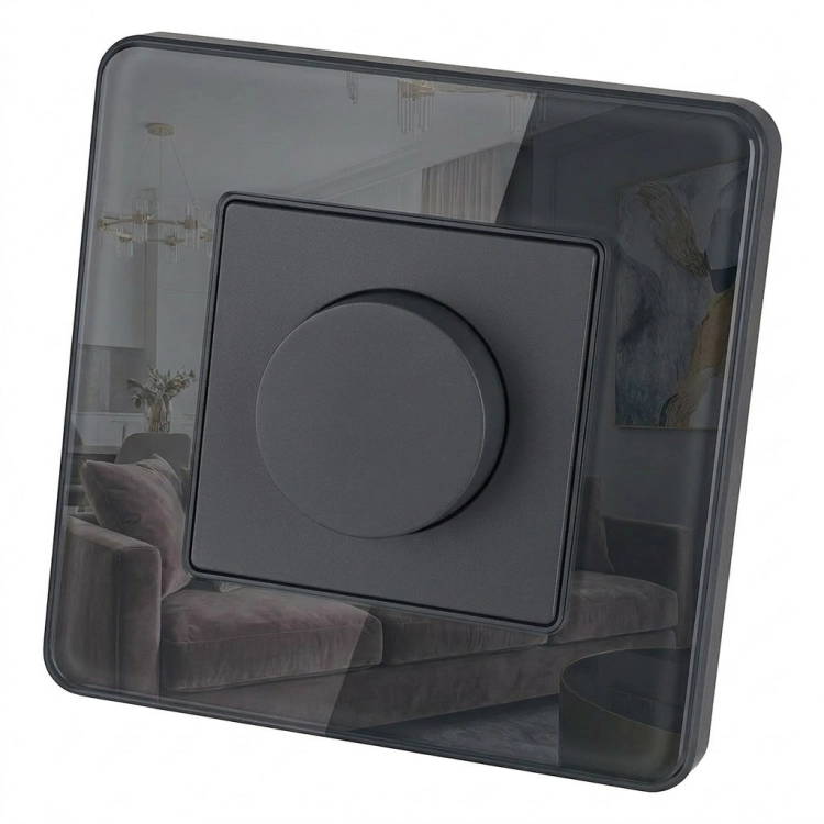 Întrerupător Dimmer Rotativ Pentru Lumină Din Sticlă Lucioasă Gri MIUUN