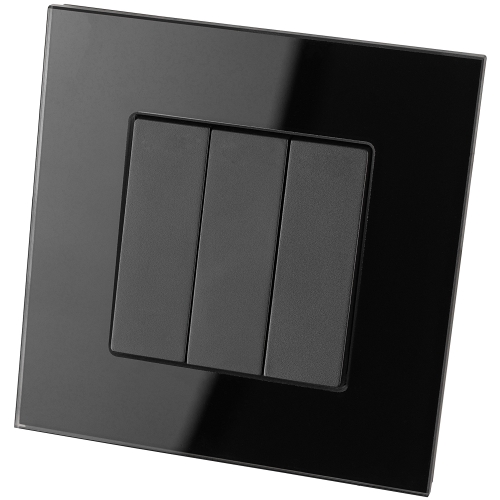 Întrerupător Comutator Triplu Clasic Neted Din Sticlă Negru MIUUN