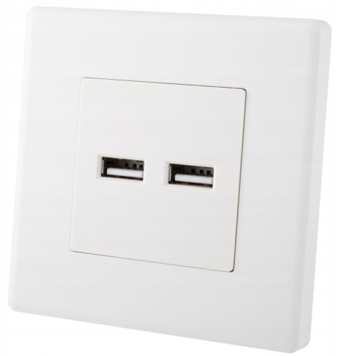 Priză Albă Încărcător Dublu USB 3.1A Tip A+A Set Cu Ramă PVC